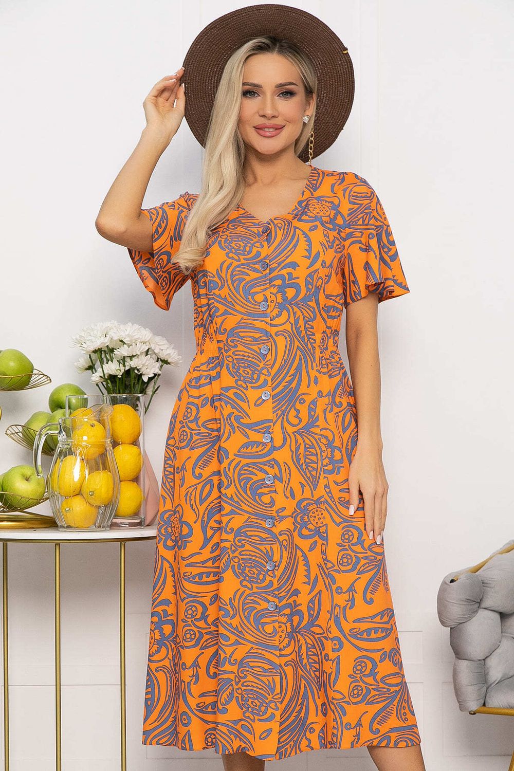 Платье Иоланда (оранжево-синее) П13677-5М LT Collection