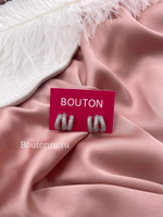 Серьги Сел. серебристые полукольца со стразами