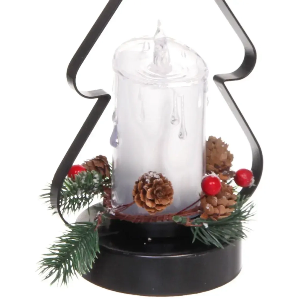 Сувенир с подсветкой «Ёлочка со свечой» 15*32 см, чёрный