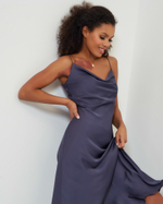 Платье-комбинация в черничном цвете