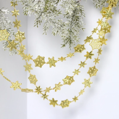 Бусы на ёлку 2,0 м «Снежинки», Золото