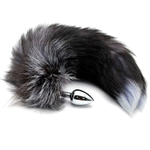 Анальная пробка Adrien Lastic Black & White Fox Tail S, хвост, 7 см