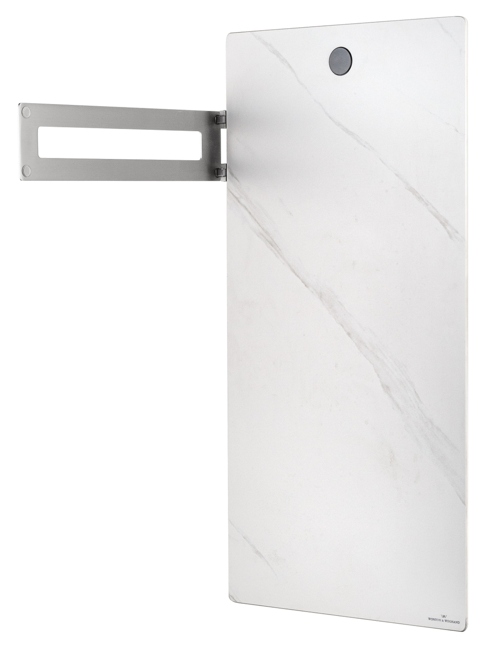 Полотенцесушитель электрический с каменной плитой Белый мрамор WONZON & WOGHAND STUTTGART, Брашированный никель (WW-A501-BR)