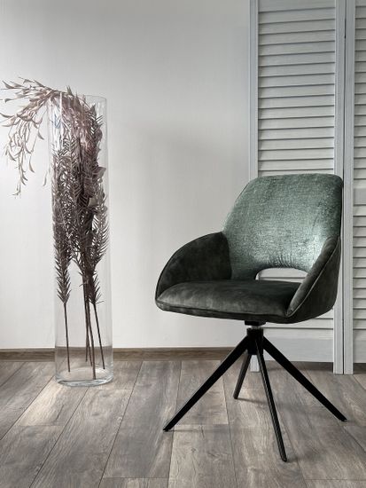 Стул BERRIES 360 град., Зеленый Loris-39, велюр/темно-зеленый 7525-156, велюр/ черный каркас