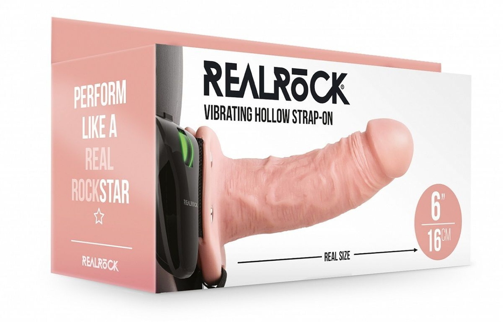 Телесный реалистичный вибрострапон-фаллопротез - 18,5 см. (Цвет: телесный)