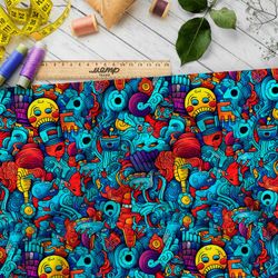 Ткань Ниагара Софт мультяшный хаос