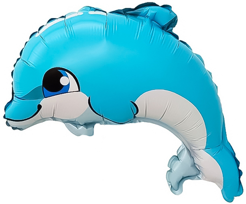 Шар с клапаном (13''/33 см) Мини-фигура, Маленький дельфин, 1 шт.