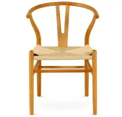 Стул Wishbone натуральный с бежевым сиденьем