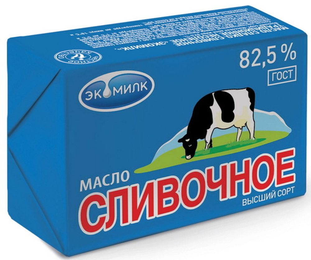 Масло сливочное, 82,5%, Экомилк, 0,18