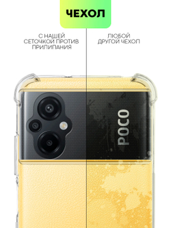Чехол BROSCORP для Poco M5 оптом (арт. XM-PM5-HARD-TPU-TRANSPARENT)
