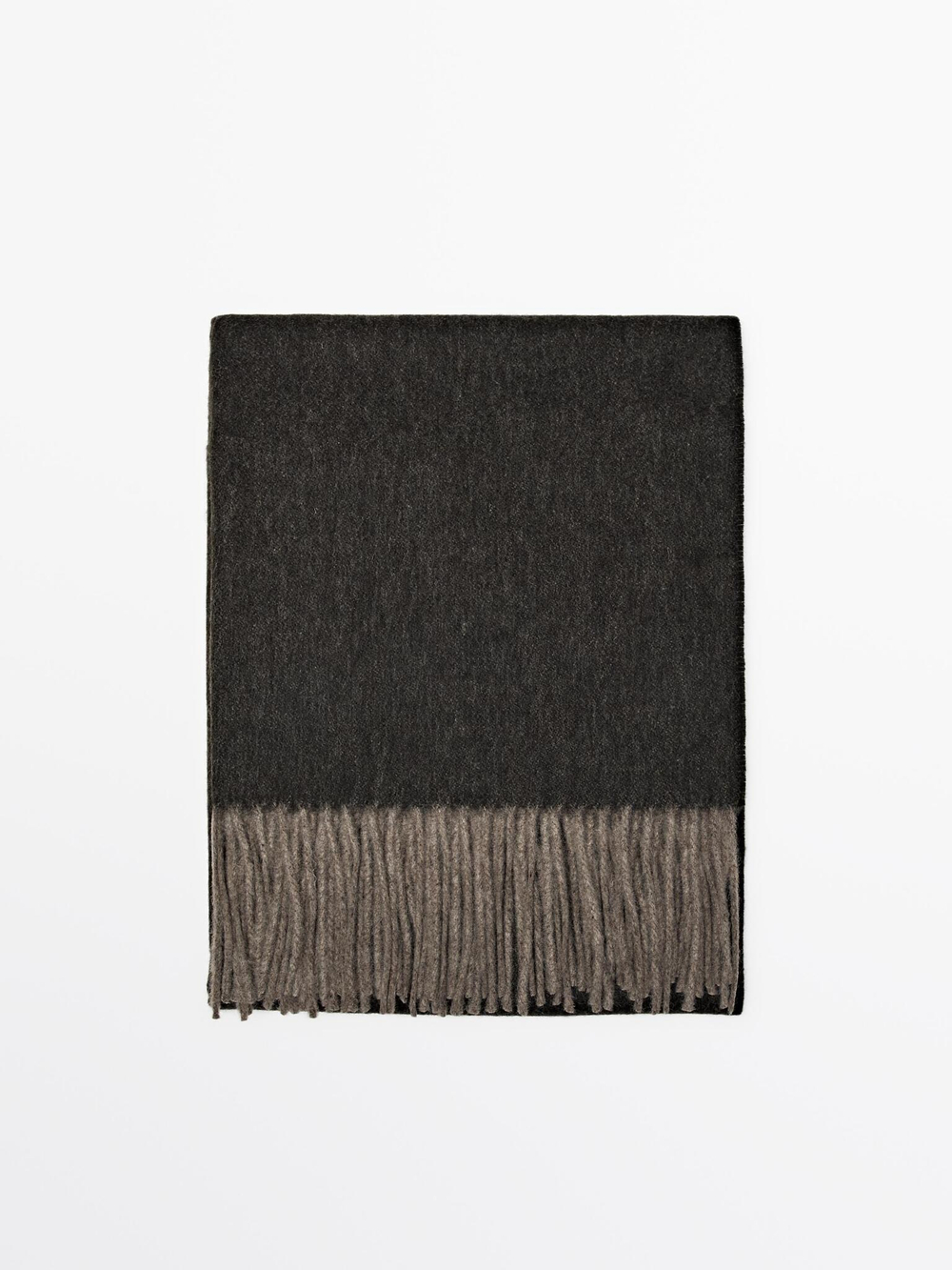 Massimo Dutti Шарф из двусторонней ткани, из 100% шерсти, коричневый