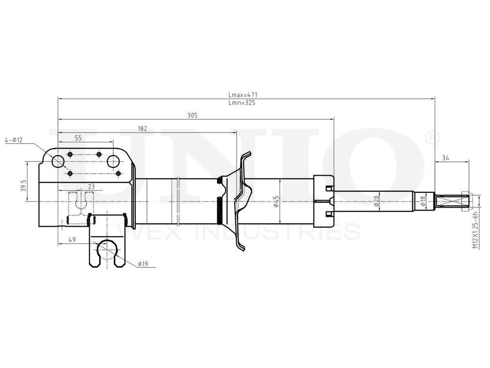 Амортизатор масляный передней подвески правый UNIO SAB-20007