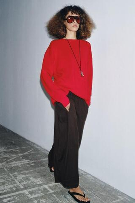 ZARA БРЮКИ С ОБЪЕМНОЙ ТЕКСТУРОЙ ZW COLLECTION, КОРИЧНЕВЫЙ