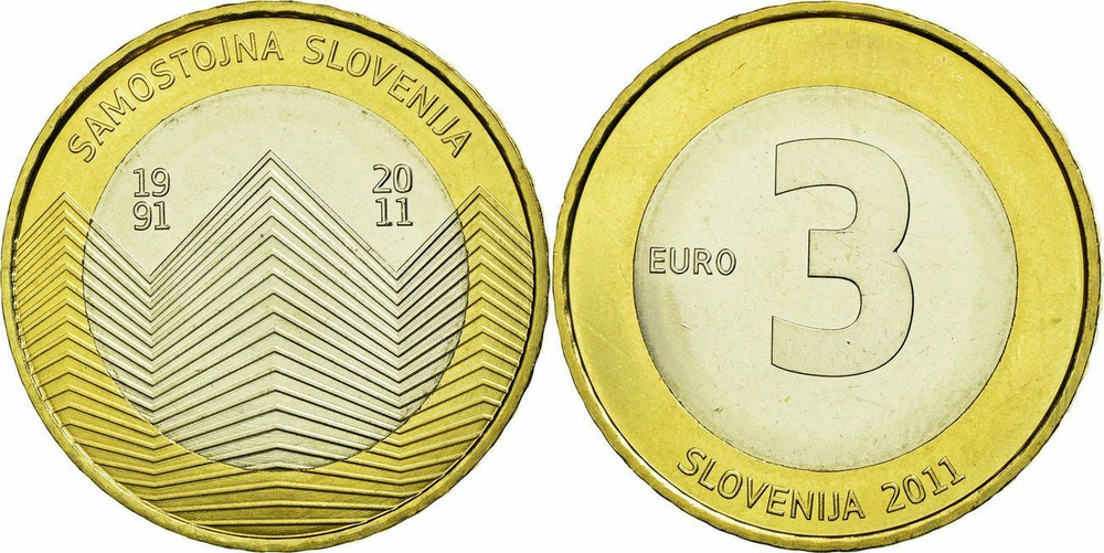 Словения 3 евро, 2011 20 лет независимости Словении UNC