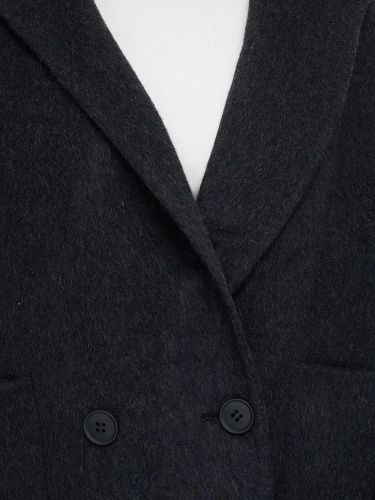 Двубортный черный пиджак из шерсти