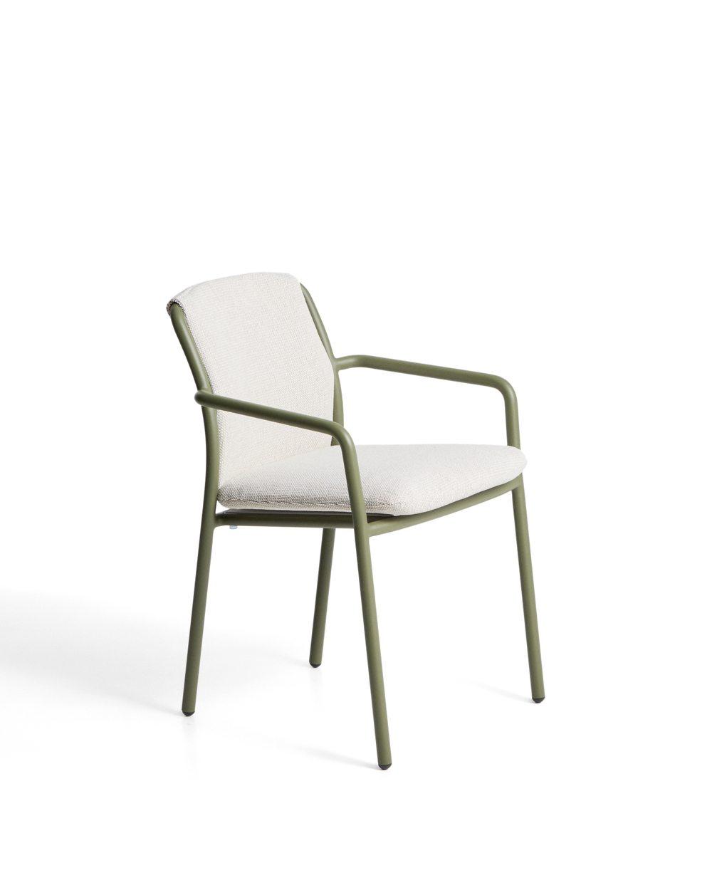 Уличный стул Linosa из зеленого алюминия с бежевой подушкой