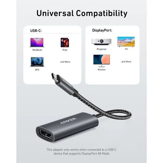 Адаптер Anker 518 USB C - DisplayPort 8K60Hz / 4K144Hz (A8318HA1)