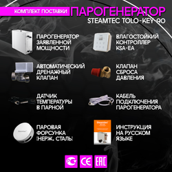 Steamtec TOLO KEY 90 - 9кВт (ВЛАГОСТОЙКИЙ модуль управления), парогенератор для хамама и турецкой бани