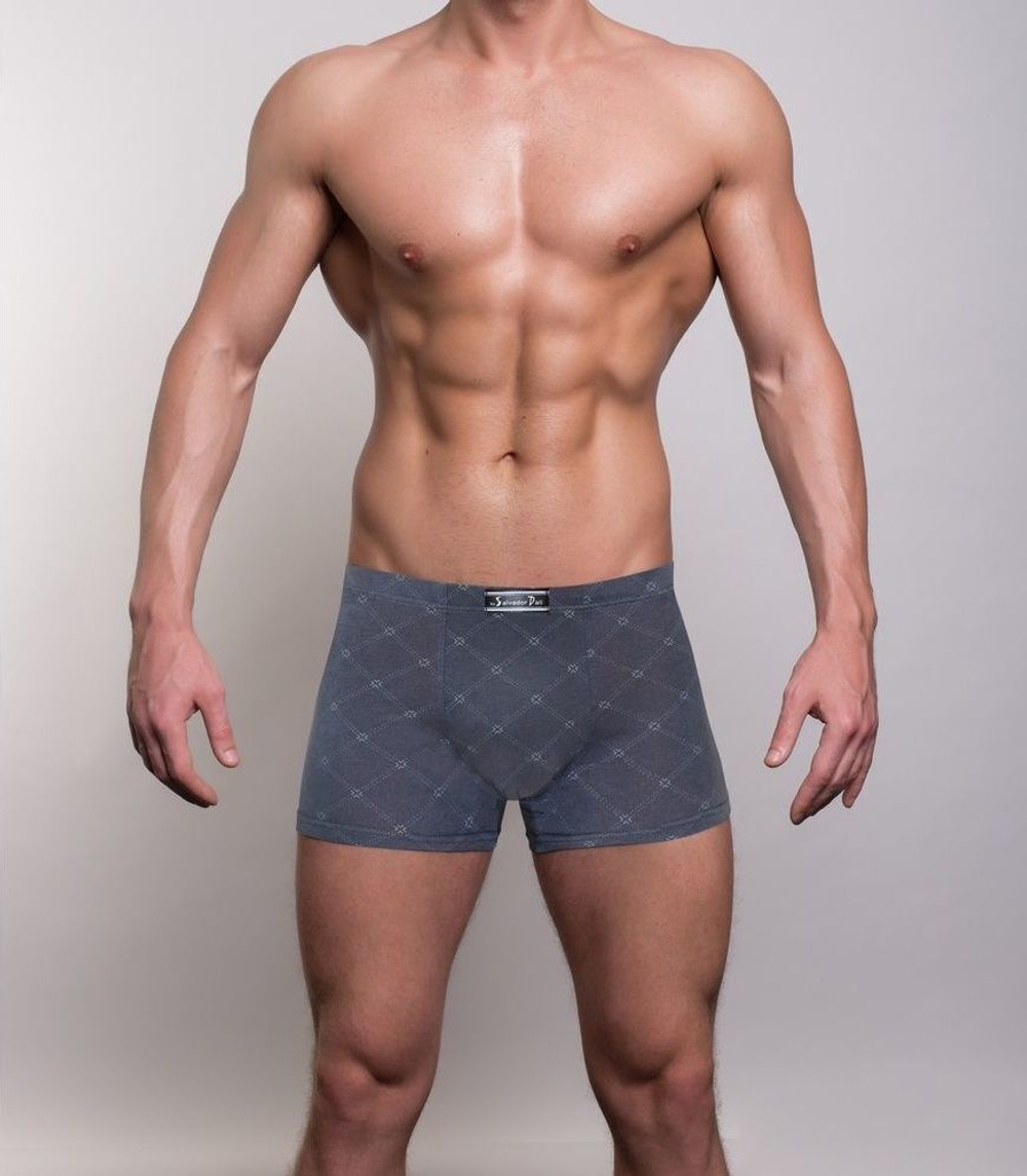 Мужские трусы-боксеры с узором в виде крупной сетки (Размер: XL) (Цвет: черный)