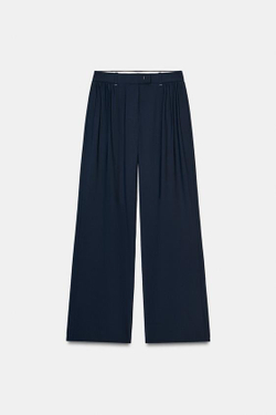 ZARA БРЮКИ WIDE LEG С ЗАЩИПАМИ — ZW COLLECTION, МОРСКОЙ СИНИЙ