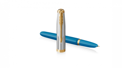 Перьевая ручка Parker 51 Premium Turquoise GT перо; M/F, чернила: Black,Blue, в подарочной упаковке.