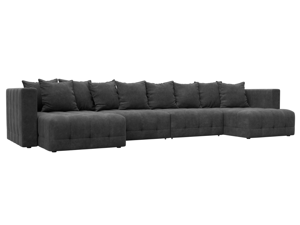 Диван П-образный Лига-052 НПБ Лонг, BRUT 16 ВЕЛЮР темно-серый