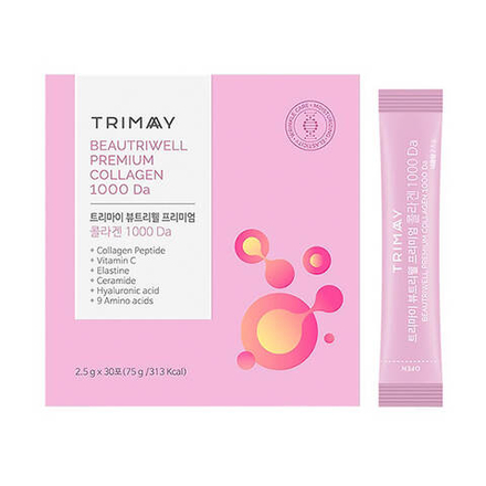 Питьевой коллаген для упругости кожи Trimay BeautiWell Premium Collagen 1000 Da (30 шт)