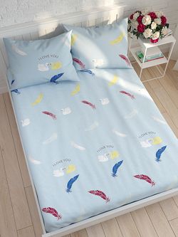 Постельное белье Полисатин Simple House "Лебеди" евро Наволочка 50х70 см 2 шт Простынь 240x215 см Пододеяльник 200x215 см