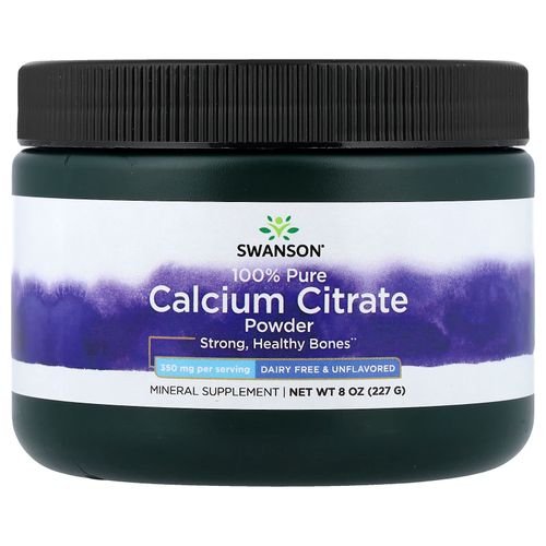 Swanson, 100% чистый цитрат кальция в порошке, без добавок, 227 г (8 унций)