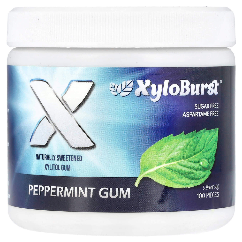 Xyloburst, ксилитоловая камедь, со вкусом перечной мяты, 100 шт., 150 г (5,29 унции)