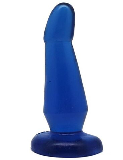 Синяя гелевая изогнутая анальная пробка - 13 см.