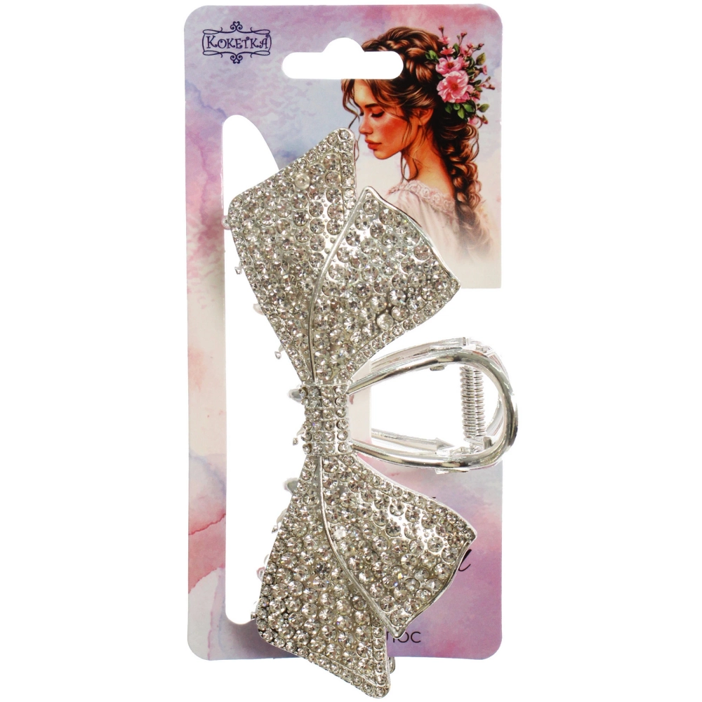 Заколка-краб для волос «AKS - DesignPRO», бантик, цвет золото и хром, 11.5*5см