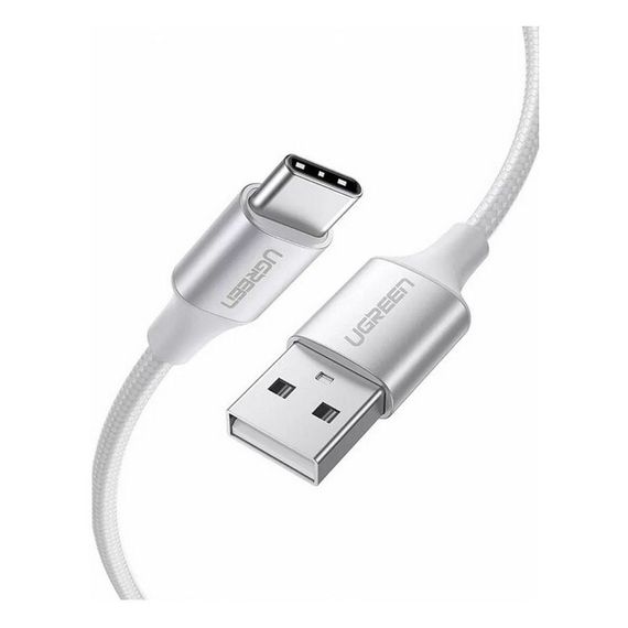 Кабель Ugreen US288 USB-A 2.0 - USB-C Cable Nickel Plating Aluminum Braid 1 м (60131) White