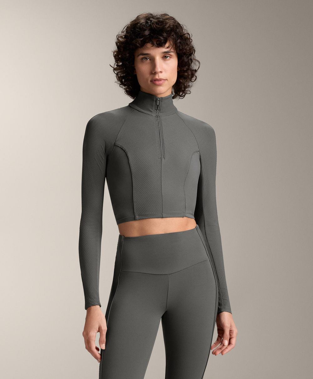 Oysho Топ Comfortlux с длинными рукавами, темный антрацит