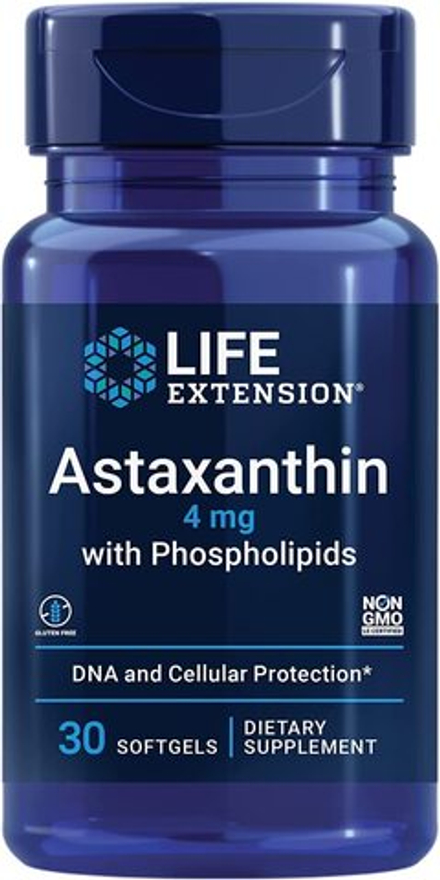 Life Extension, Астаксантин с фосфолипидами, Astaxanthin with Phospholipids, 30 капсул