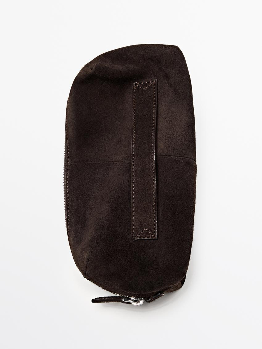 Massimo Dutti Косметичка из замшевой кожи на молнии, коричневый