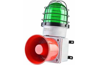 Промышленная светодиодная сирена, с литым корпусом и 7 мелодиями, 12-30V/DC, цвет зеленый