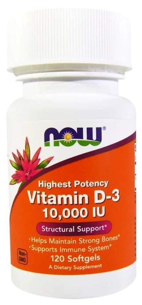 Витамин D3 10000 ME 120 капс (Now)