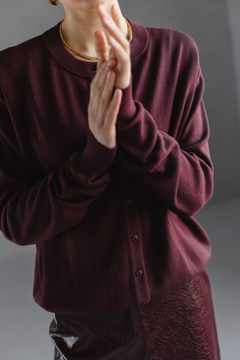 Кардиган из вискозы с шерстью бордовый