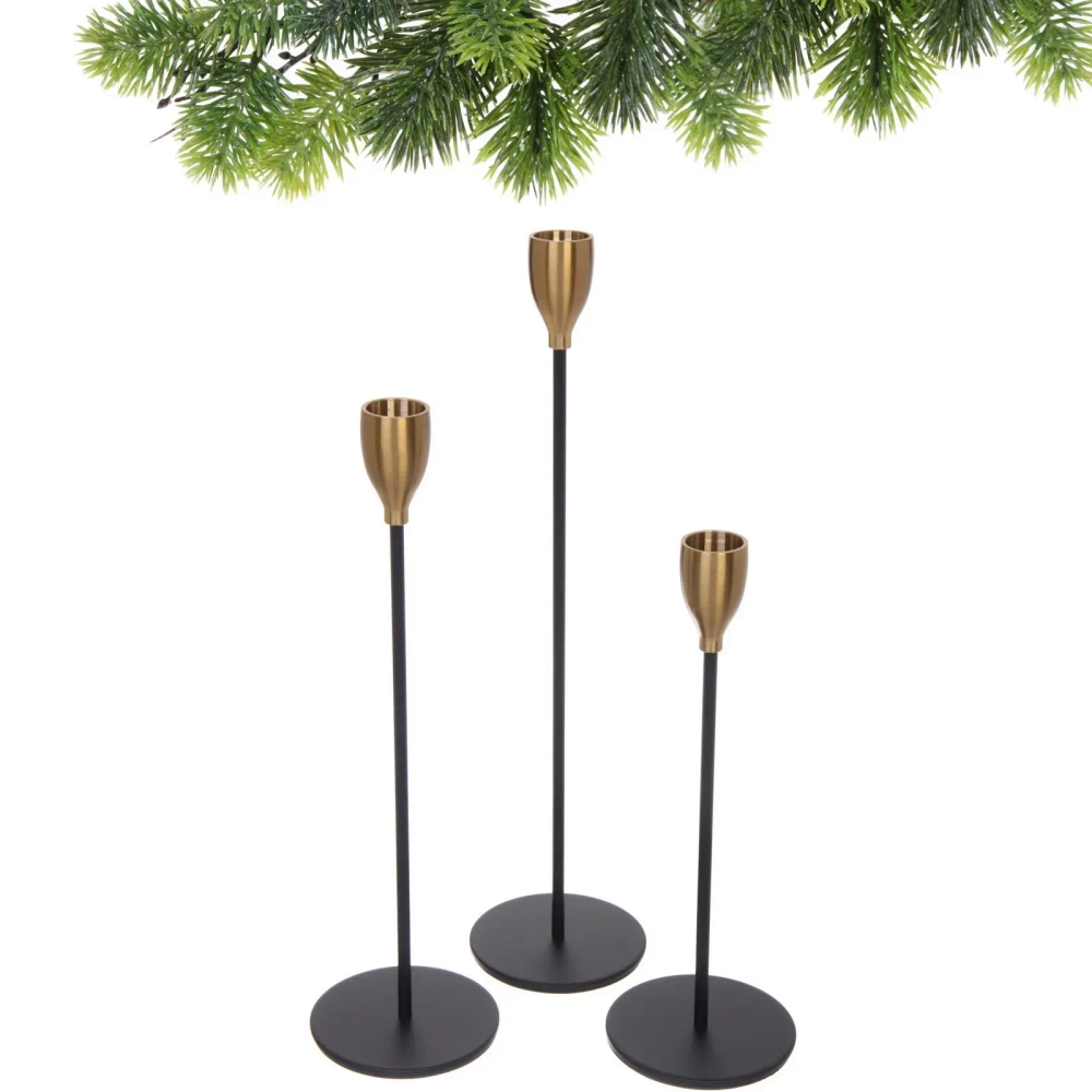 Подсвечники «GRACE» 22 /27/32 см (набор 3 шт), Черный