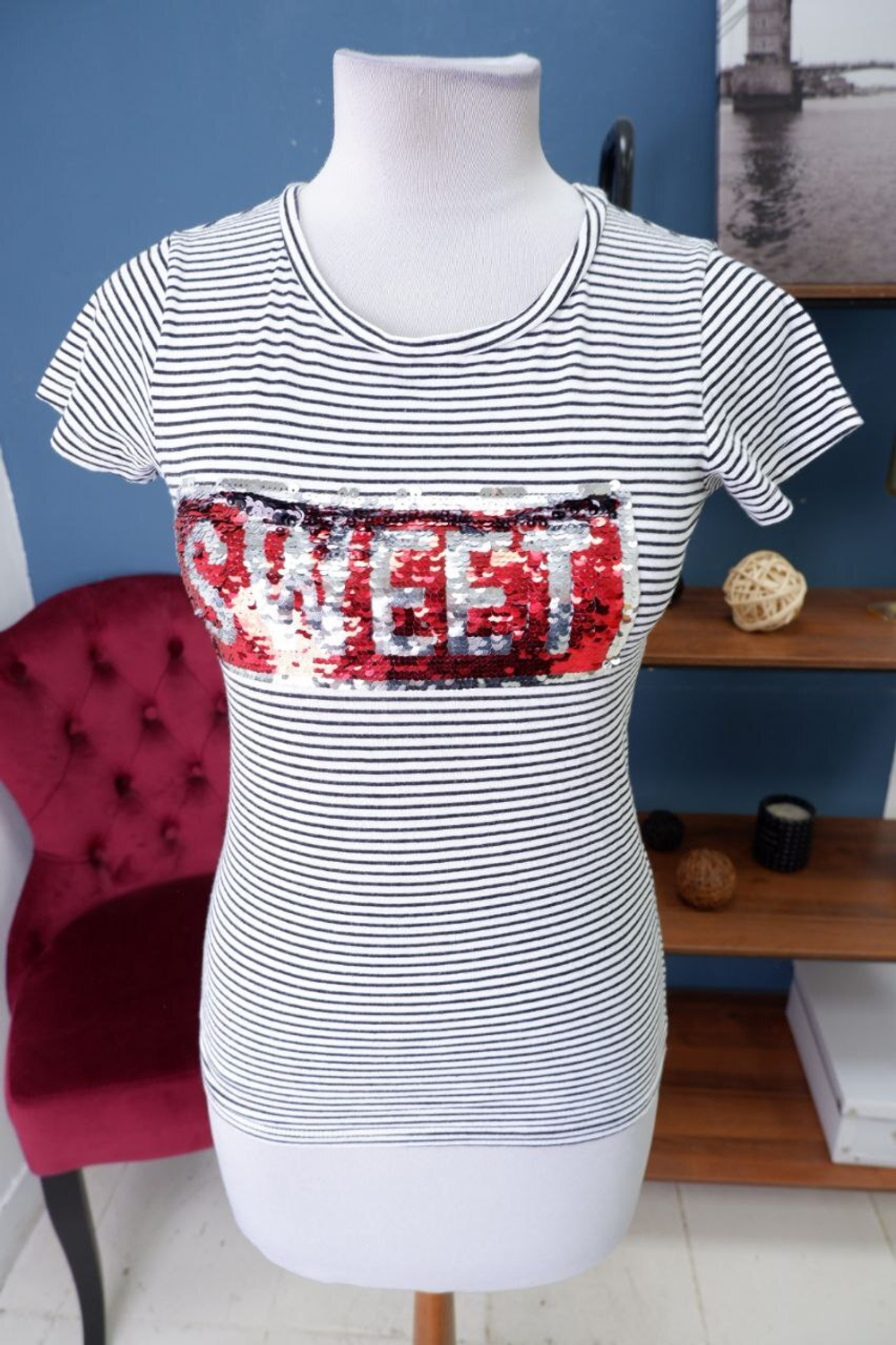 Футболка Ovs в полоску 42 размер