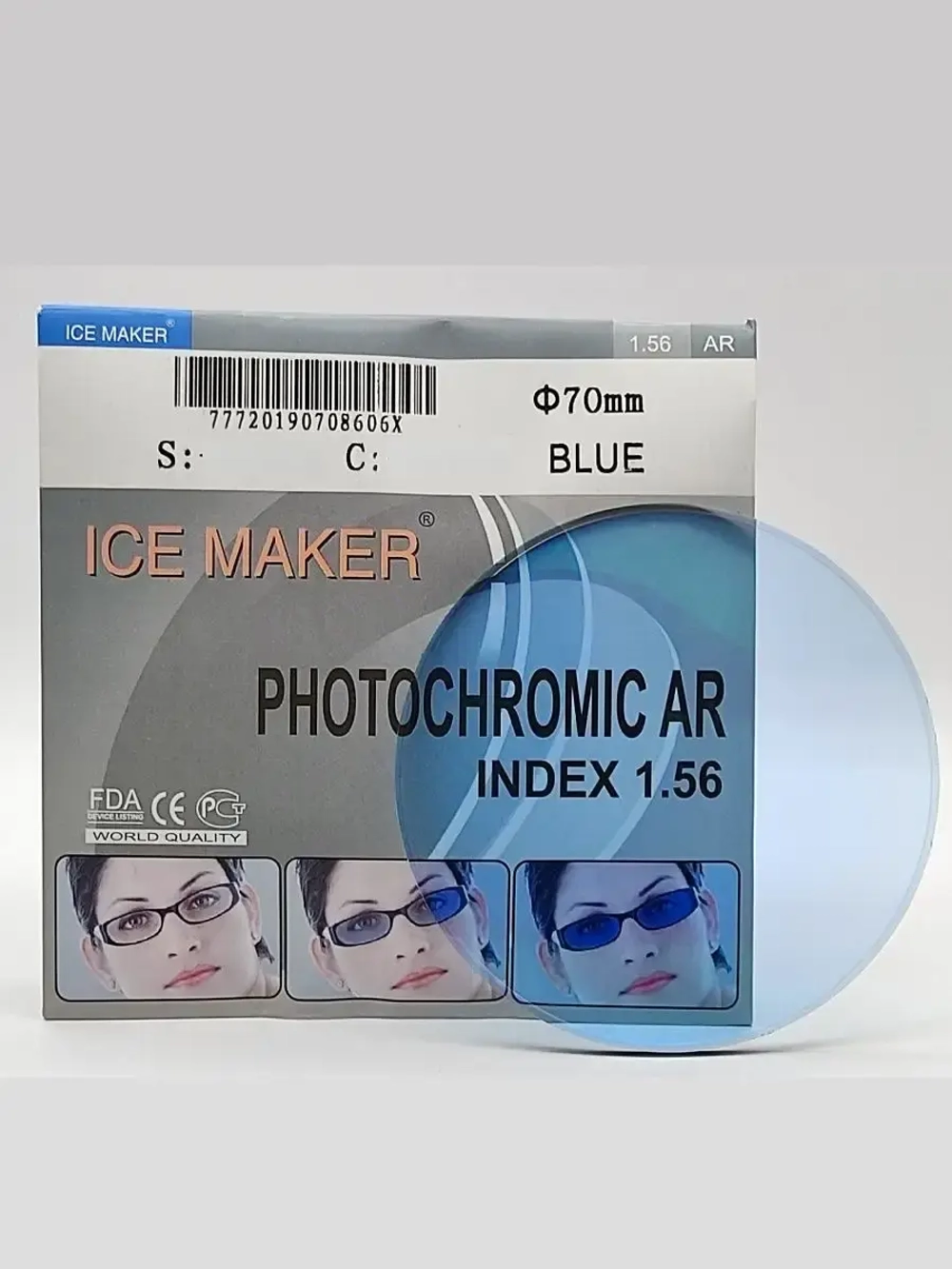 Линза для очков стигматич. 1шт  ICE MAKER +2.00 d 70 ind 1.5