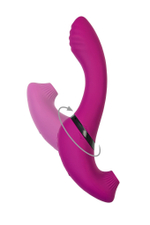 Фиолетовый поворотный вибратор c вакуумной стимуляцией Spinser - 23 см. (Цвет: фиолетовый)