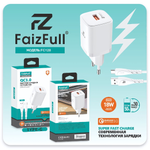 Зарядное устройство FaizFull FC120 18W QC3.0 3A USB + кабель Type-C White