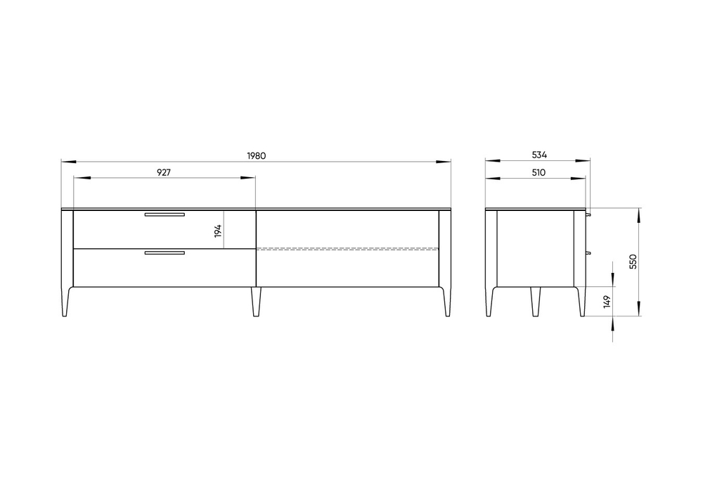 Тумба Type oak под ТВ 2 ящика откидная дверь (cерый)
