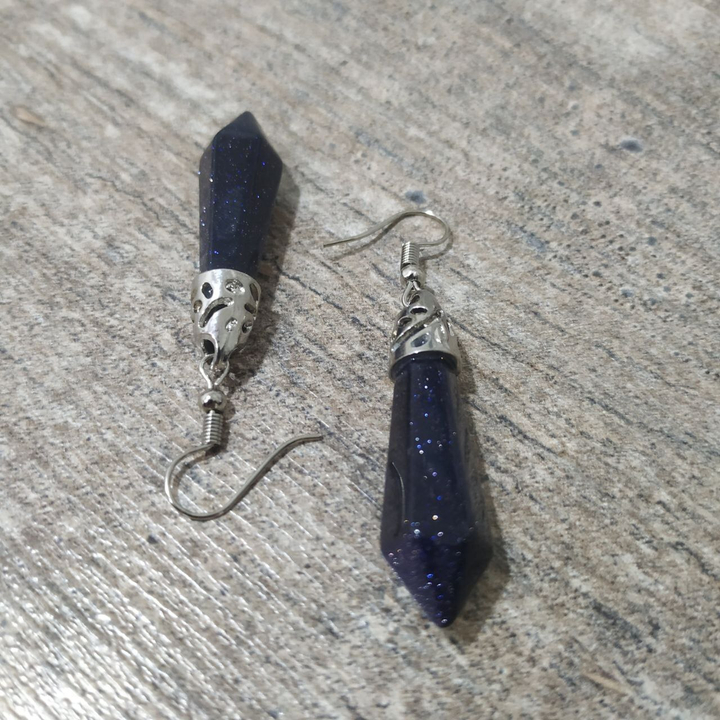 Серьги маятник Авантюрин синий