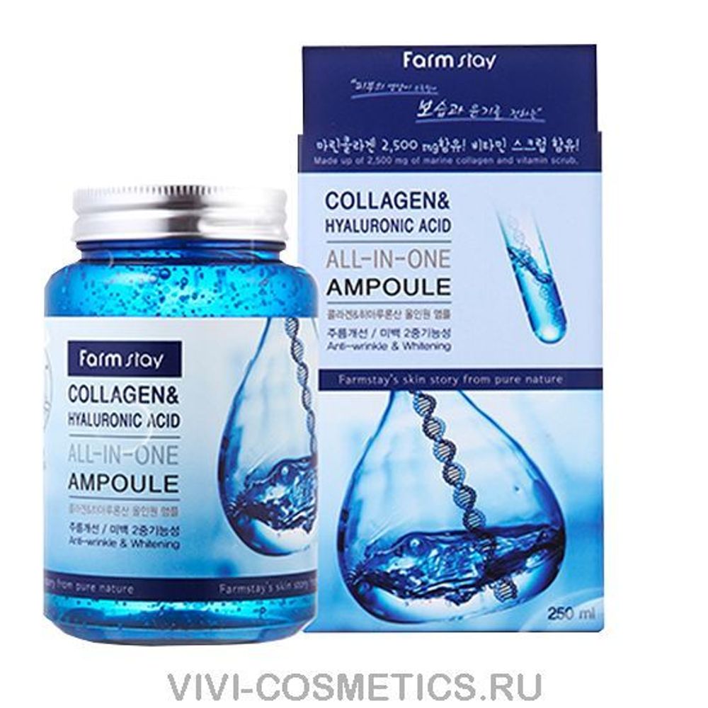 Сыворотка с гиалуроновой кислотой и коллагеном FARMSTAY Collagen&amp;Hyaluronic Acid Ampoule 250 мл