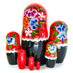 Сувенир Матрешка 200*d100мм 7 кукол красно-чёрная