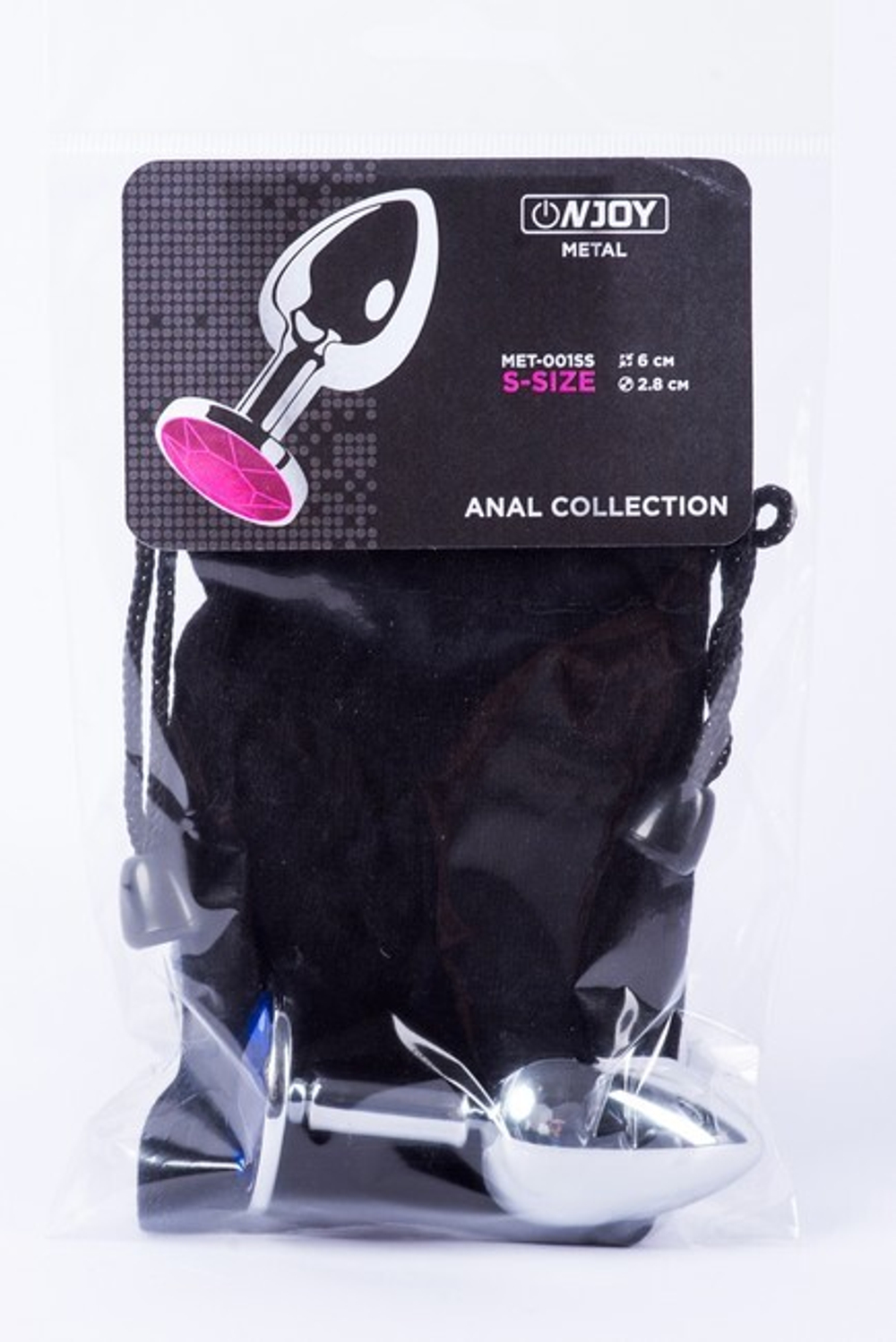 Анальная пробка металлическая серебристая с синим кристаллом Onjoy Metal Plug Silver Small (Цвет: серебряный с синим)