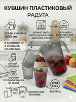 Кувшин пластиковый 1.5л «Радуга» в наборе с 4-мя стаканами 200мл